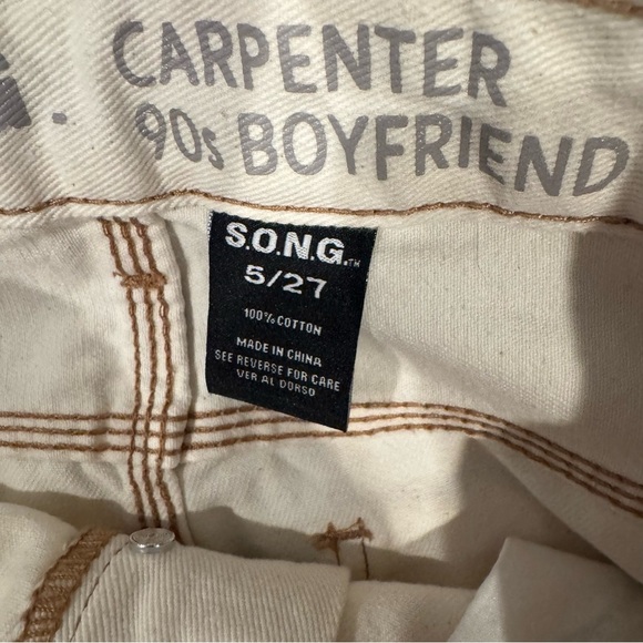 S.O.N.G. Cream Carpenter 90’s Boyfriend Straight Jeans - Picture 3 of 3